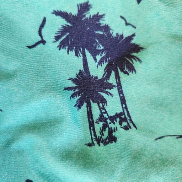 Okanu surf large 14/16 swim trunks teal palm tree board swimming shorts - Picture 2 of 5